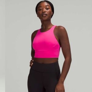 Lululemon Wunder train bra high neck longline size 10 + C/D cups in sonic pink